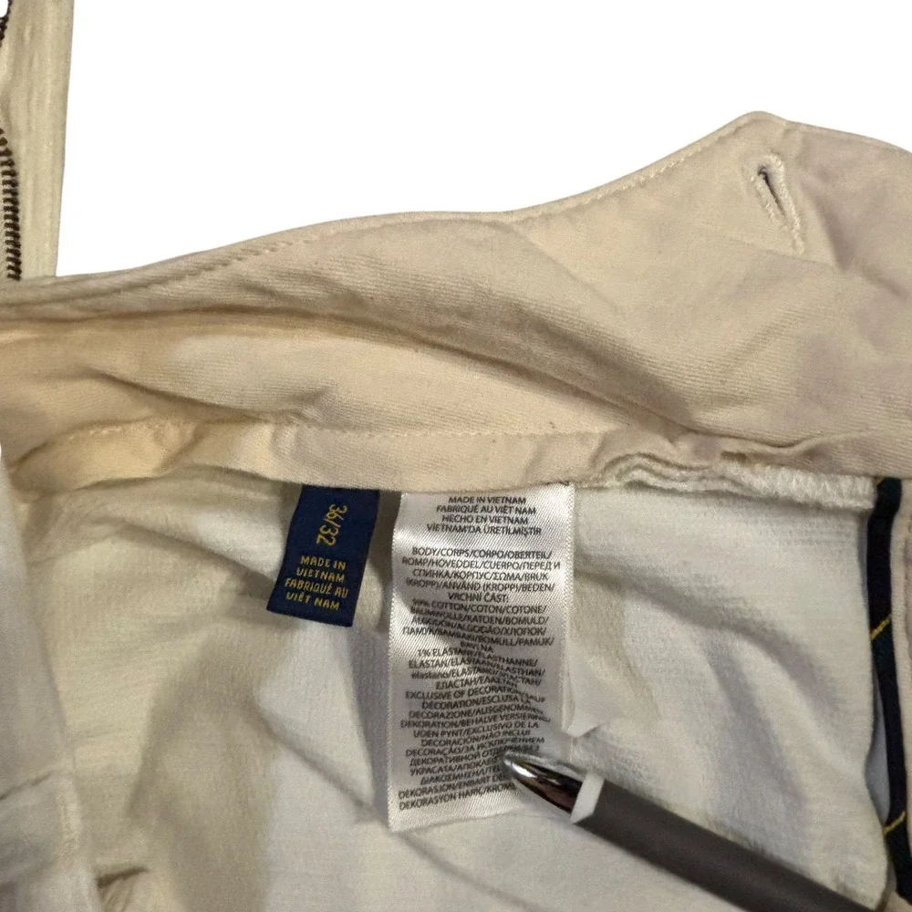 Polo Ralph Lauren Whitman Relaxed Fit Pleated Corduroy Pants Mens 36x29 White